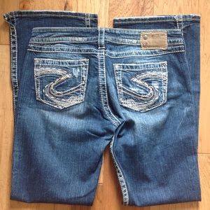 Silver TWISTED DENIM Jeans frayed/distressed sz29
